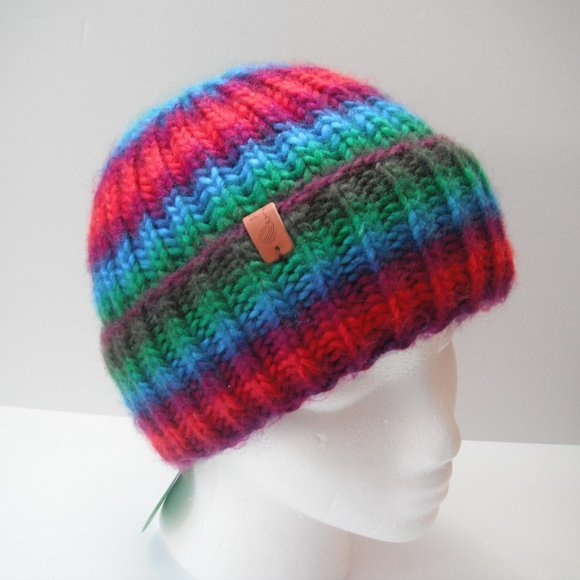 Hand Knitted Hat Toque Adult Size - S-XS Acrylic Unisex Multicolor - 014. - Picture 5 of 7